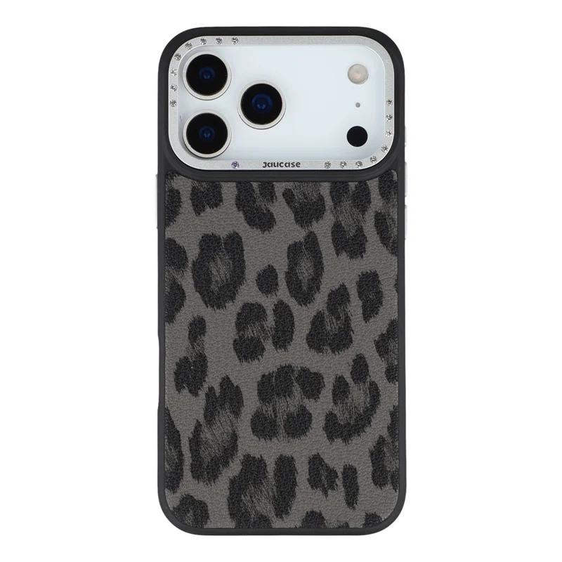 JAUCASE For iPhone 17 Pro Magnetic Case Leopard Print PU + TPU + PC Phone Back Cover - Black