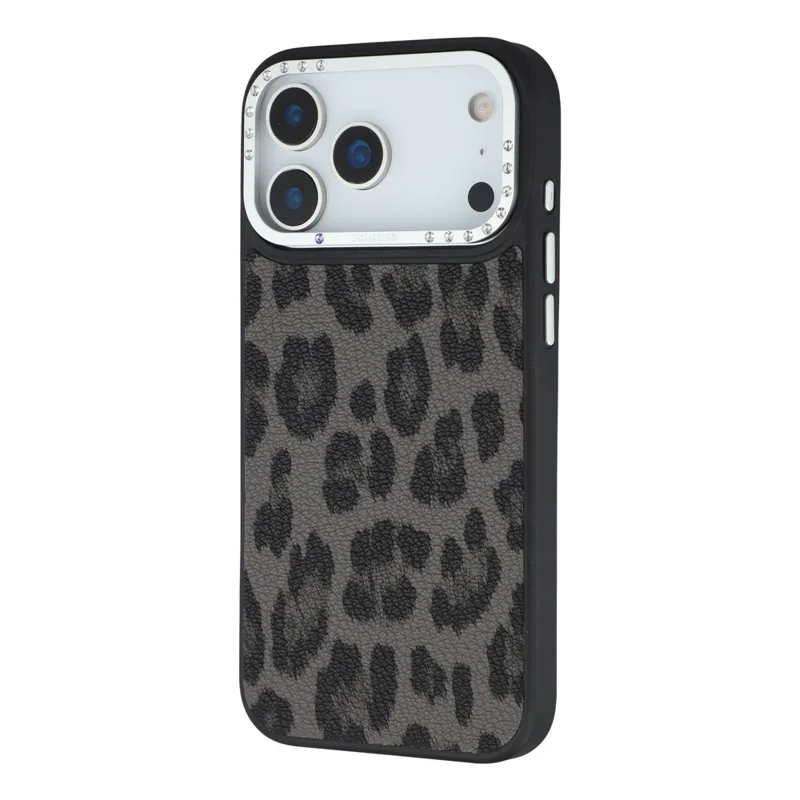 JAUCASE For iPhone 17 Pro Magnetic Case Leopard Print PU + TPU + PC Phone Back Cover - Black