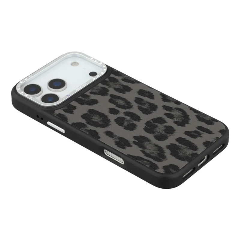 JAUCASE For iPhone 17 Pro Magnetic Case Leopard Print PU + TPU + PC Phone Back Cover - Black