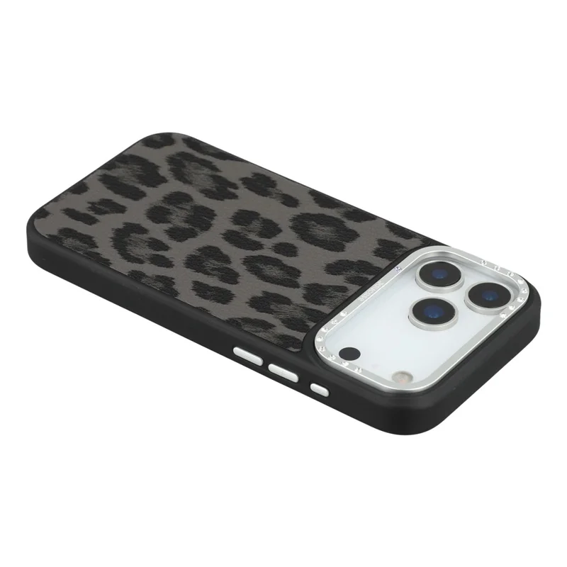 JAUCASE For iPhone 17 Pro Magnetic Case Leopard Print PU + TPU + PC Phone Back Cover - Black