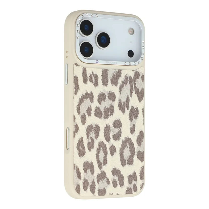 JAUCASE For iPhone 17 Pro Max Magnetic Case Leopard Print PU + TPU + PC Phone Back Cover - White