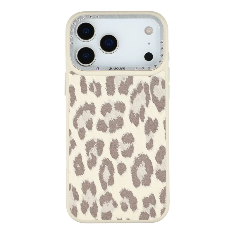 JAUCASE For iPhone 17 Pro Max Magnetic Case Leopard Print PU + TPU + PC Phone Back Cover - White