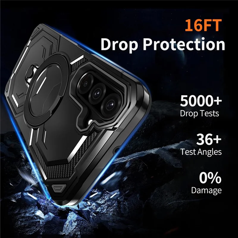 For Samsung Galaxy A26 5G Magnetic Case Ring Kickstand PC + TPU Hybrid Phone Cover - Black