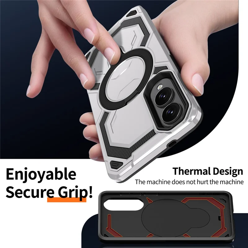 For Samsung Galaxy S25 Edge Magnetic Case Ring Kickstand PC + TPU Hybrid Phone Cover - Grey