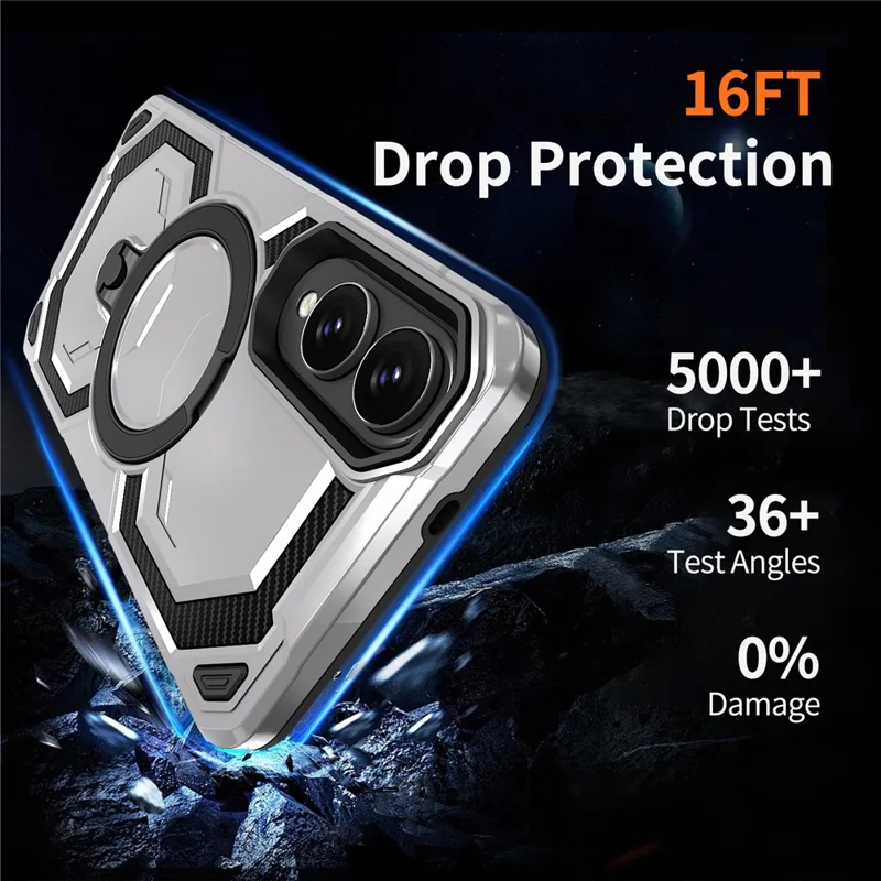 For Samsung Galaxy S25 Edge Magnetic Case Ring Kickstand PC + TPU Hybrid Phone Cover - Grey