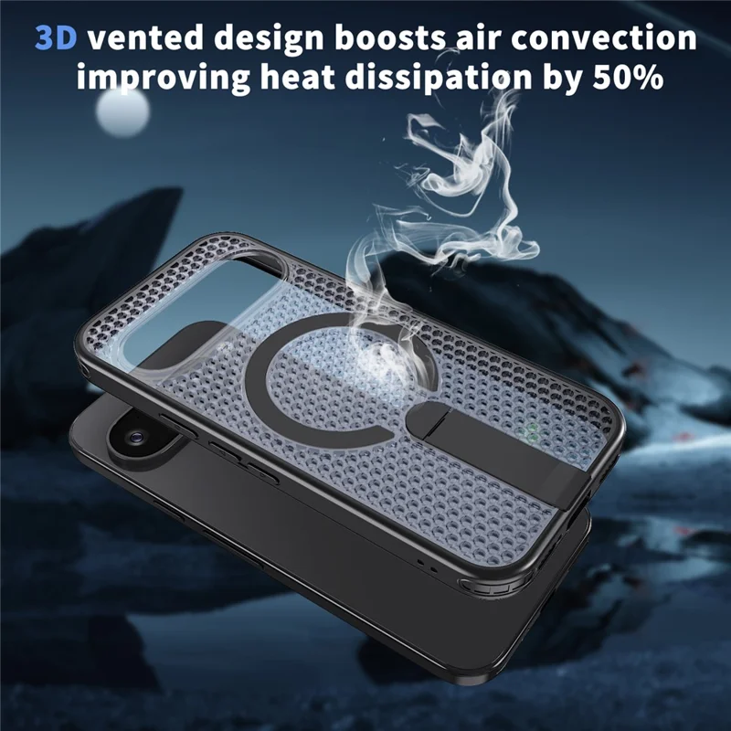 For Google Pixel 10 Pro XL Magnetic Case Kickstand Grid Texture TPU PC Phone Back Cover - Black