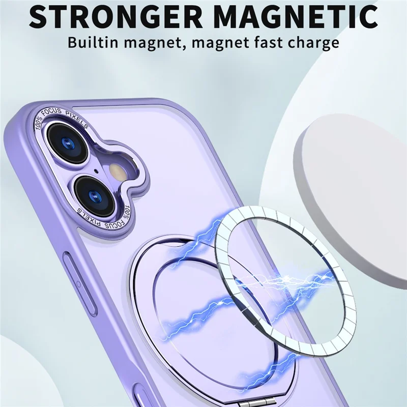 Capa para iPhone 17 Compatível com MagSafe TPU + Capa de Telefone Acrilica com Suporte - Roxo Claro