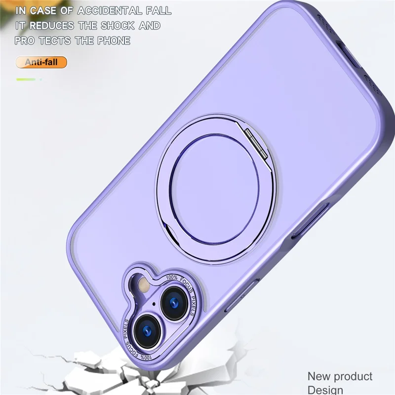 Capa para iPhone 17 Compatível com MagSafe TPU + Capa de Telefone Acrilica com Suporte - Roxo Claro