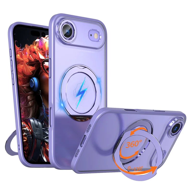 For iPhone Air Case Compatible with MagSafe TPU + Acrylic Kickstand Phone Cover - Light Purple