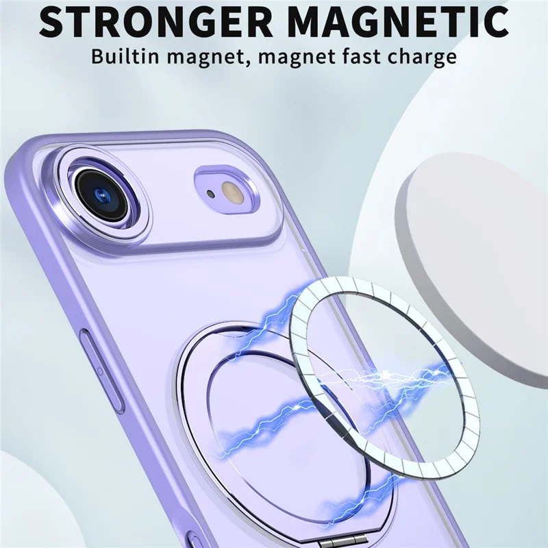 For iPhone Air Case Compatible with MagSafe TPU + Acrylic Kickstand Phone Cover - Light Purple