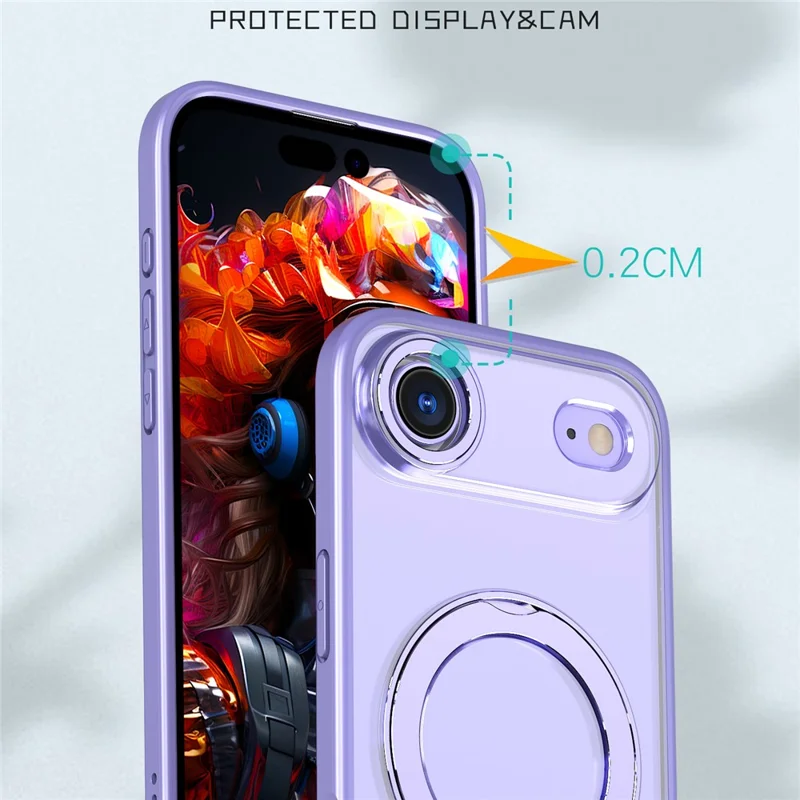 For iPhone Air Case Compatible with MagSafe TPU + Acrylic Kickstand Phone Cover - Light Purple