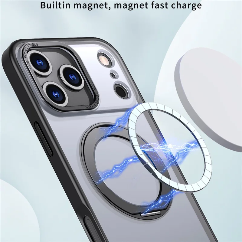 Capa para iPhone 17 Pro Compatível com MagSafe TPU + Capa de Telefone com Suporte Acrílico - Preto