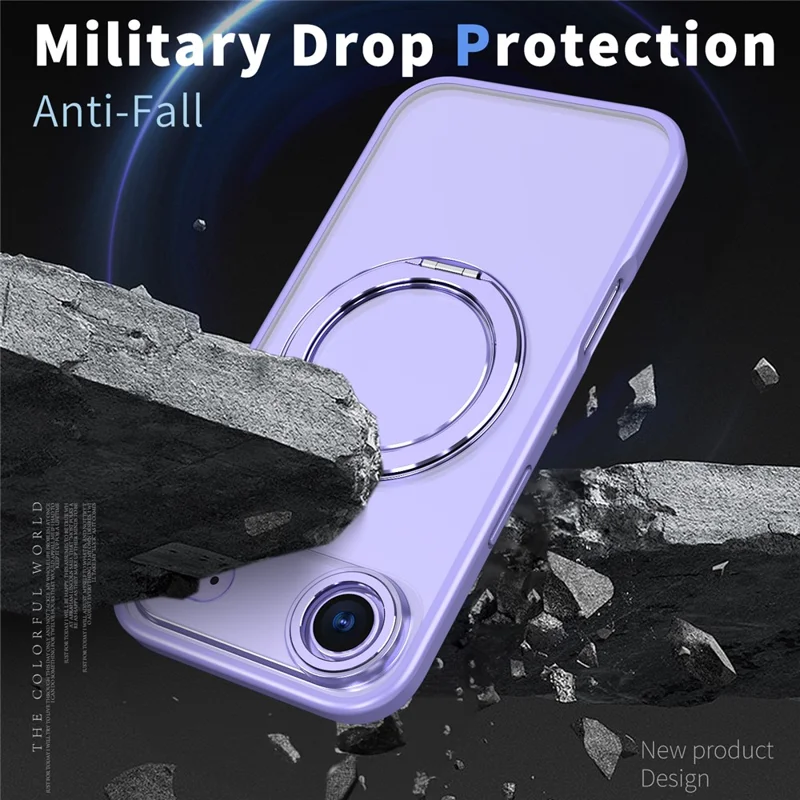 Capa Aérea para iPhone Compatível com Anel MagSafe Suporte Dobrável TPU PC Capa Traseira Transparente - Roxo
