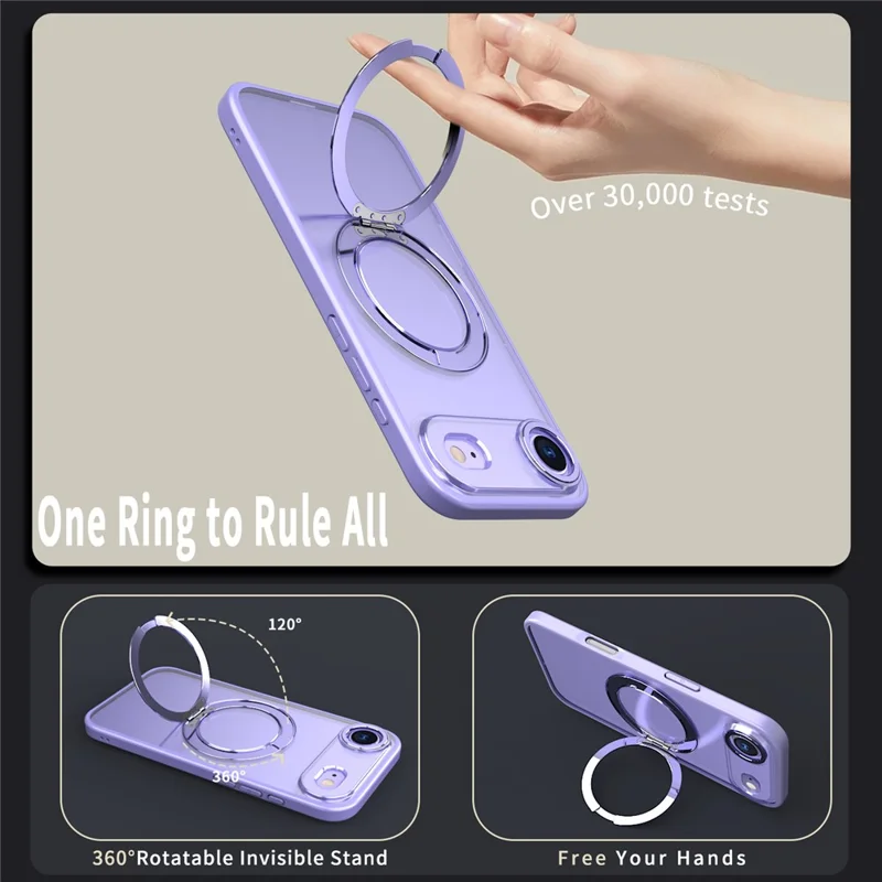 Capa Aérea para iPhone Compatível com Anel MagSafe Suporte Dobrável TPU PC Capa Traseira Transparente - Roxo