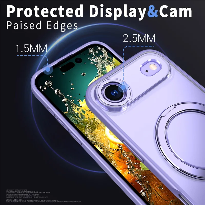 Capa Aérea para iPhone Compatível com Anel MagSafe Suporte Dobrável TPU PC Capa Traseira Transparente - Roxo