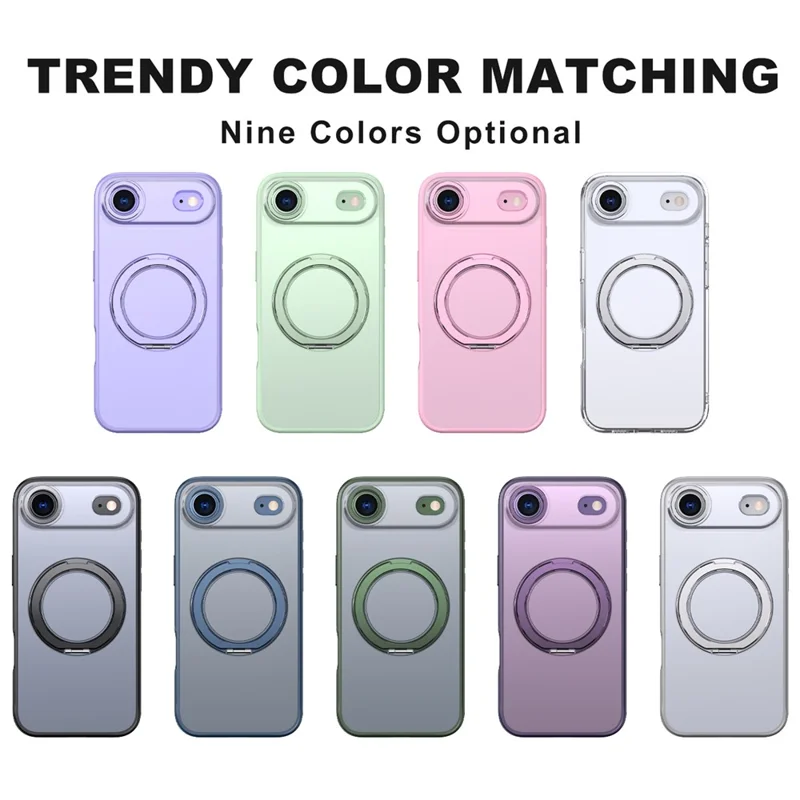 Capa Aérea para iPhone Compatível com Anel MagSafe Suporte Dobrável TPU PC Capa Traseira Transparente - Roxo