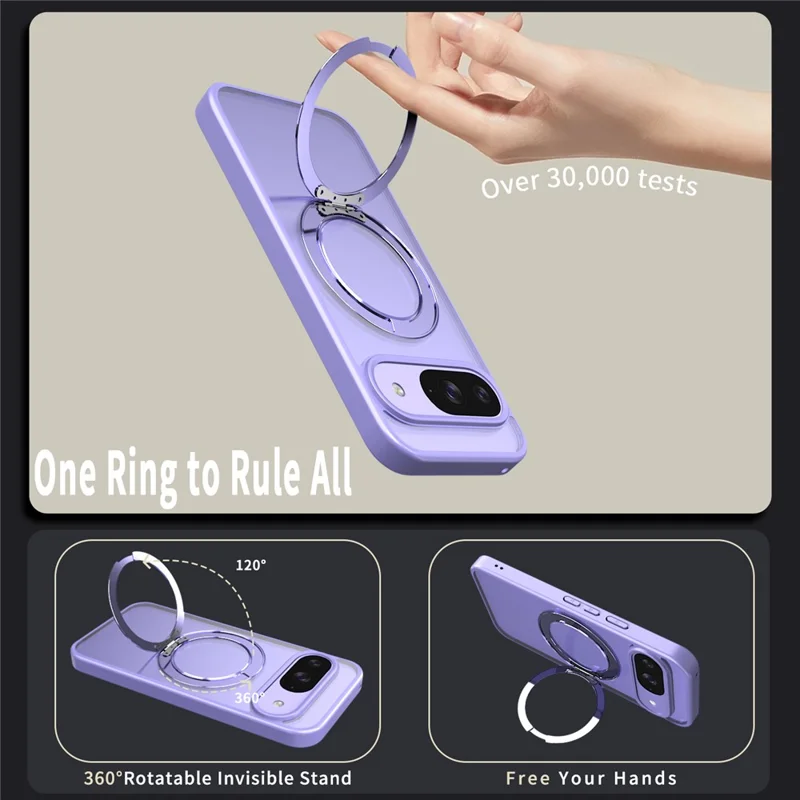 For Google Pixel 10 Case Compatible with MagSafe Ring Kickstand TPU PC Clear Phone Back Cover - Purple