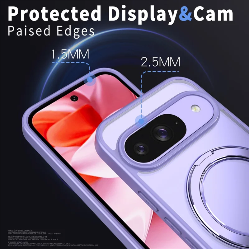 For Google Pixel 10 Case Compatible with MagSafe Ring Kickstand TPU PC Clear Phone Back Cover - Purple