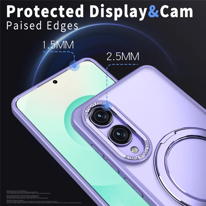 For Samsung Galaxy S25 Edge Magnetic Case Ring Kickstand TPU PC Clear Phone Back Cover - Purple