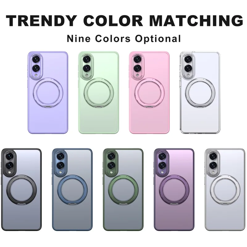 For Samsung Galaxy S25 Edge Magnetic Case Ring Kickstand TPU PC Clear Phone Back Cover - Purple
