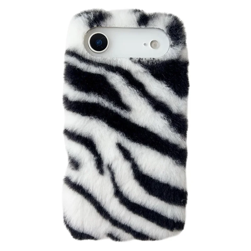 For iPhone Air Case Zebra Pattern Soft Plush TPU Phone Cover - White