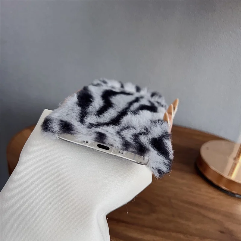 For iPhone Air Case Zebra Pattern Soft Plush TPU Phone Cover - White
