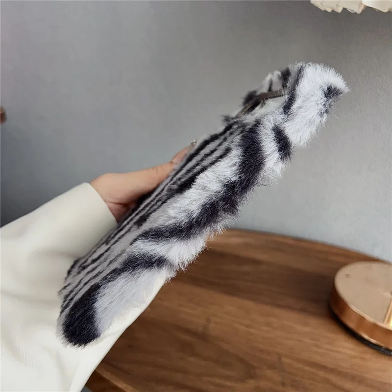 For iPhone Air Case Zebra Pattern Soft Plush TPU Phone Cover - White