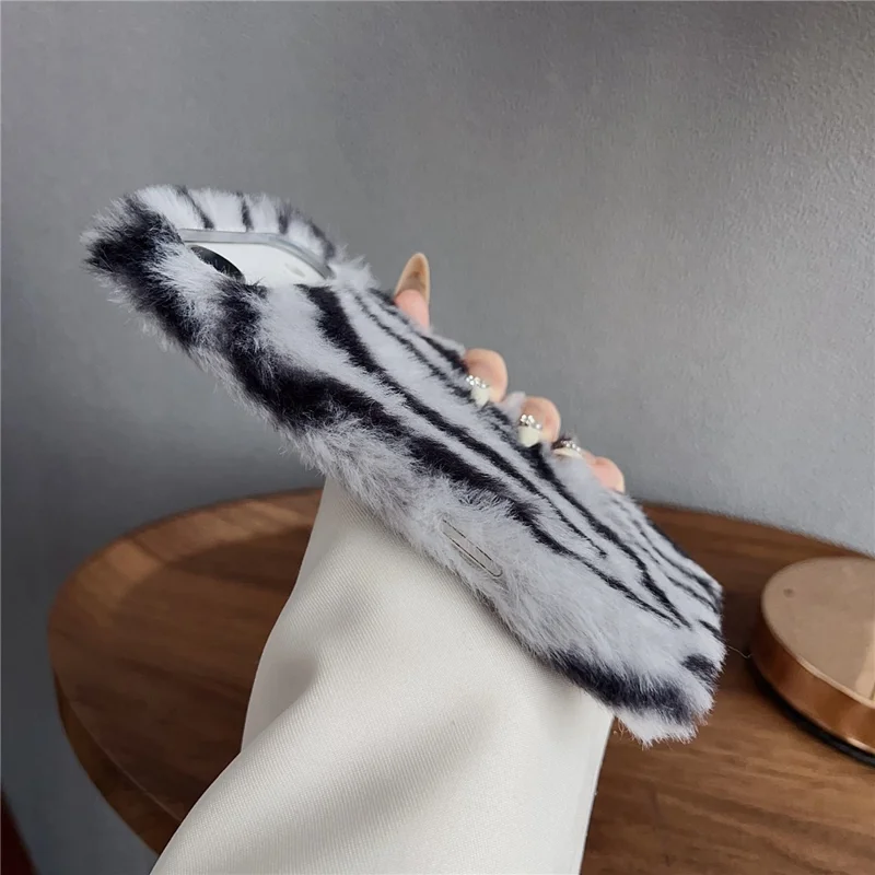 For iPhone Air Case Zebra Pattern Soft Plush TPU Phone Cover - White
