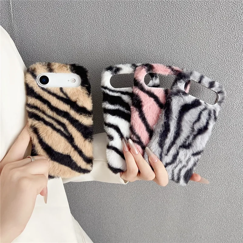 For iPhone Air Case Zebra Pattern Soft Plush TPU Phone Cover - White