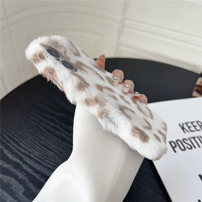 For iPhone 17 Case Leopard Pattern Fluffy Plush TPU Phone Cover - Purple