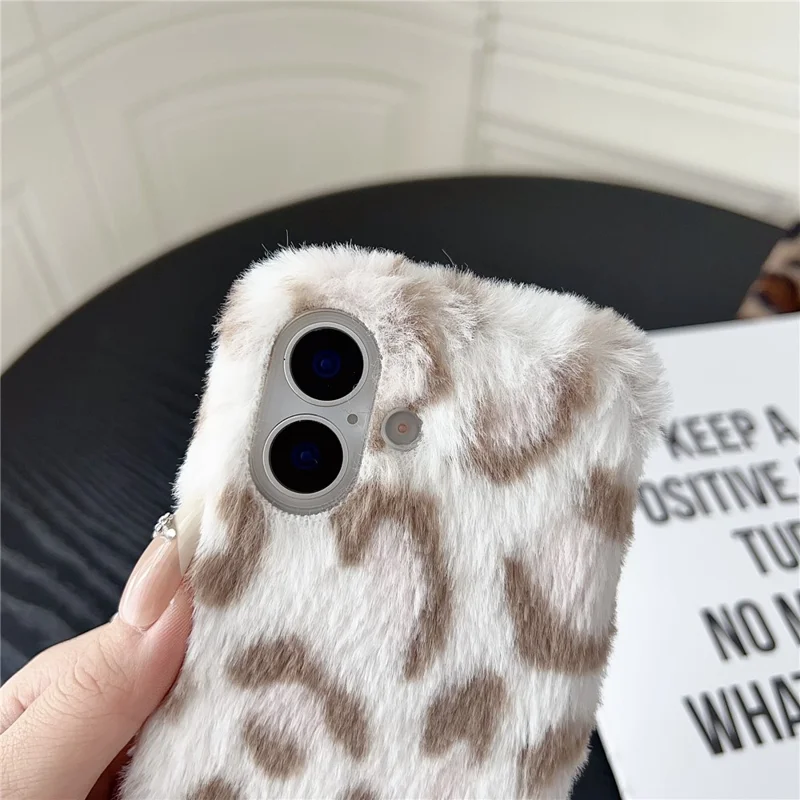 For iPhone 17 Case Leopard Pattern Fluffy Plush TPU Phone Cover - Purple