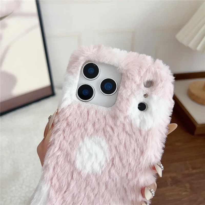 For iPhone 17 Pro Case Polka Dot Plush Soft TPU Phone Protective Cover - Green