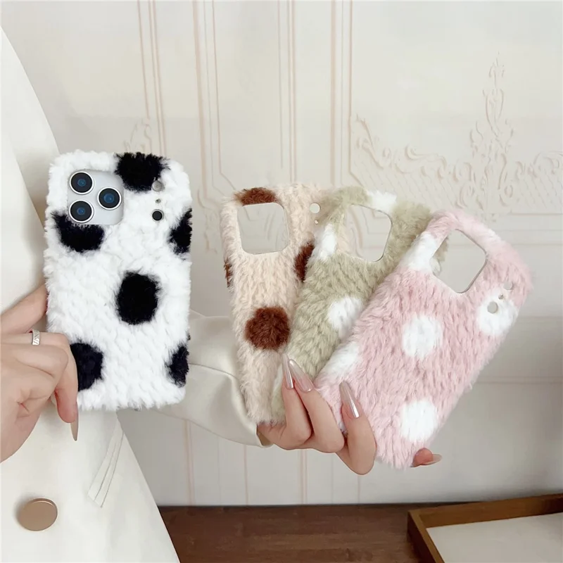 For iPhone 17 Pro Case Polka Dot Plush Soft TPU Phone Protective Cover - Green