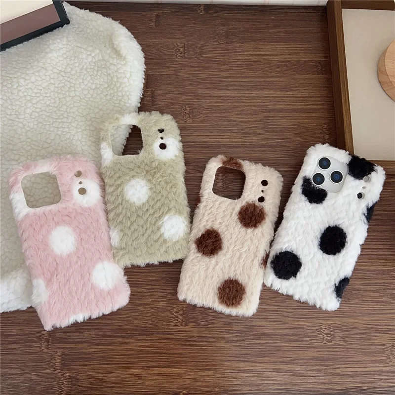 For iPhone 17 Pro Case Polka Dot Plush Soft TPU Phone Protective Cover - Green