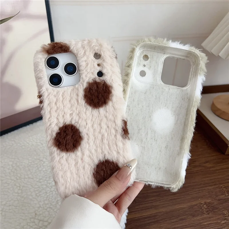 For iPhone 17 Pro Max Case Polka Dot Plush Soft TPU Phone Protective Cover - Green