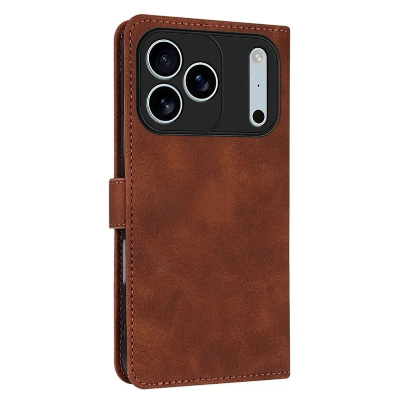 AZNS For iPhone 17 Pro Max Case PU Leather Wallet Phone Cover - Brown