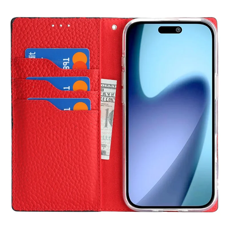Til iPhone Air Wallet Case, ægte kudefraktdæksel med loddentekstur - Sort