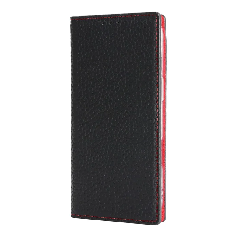 Til iPhone Air Wallet Case, ægte kudefraktdæksel med loddentekstur - Sort