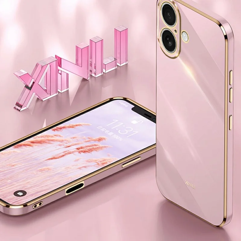 XINLI For iPhone 17 Case TPU Phone Cover with Electroplating Frame - Cyan