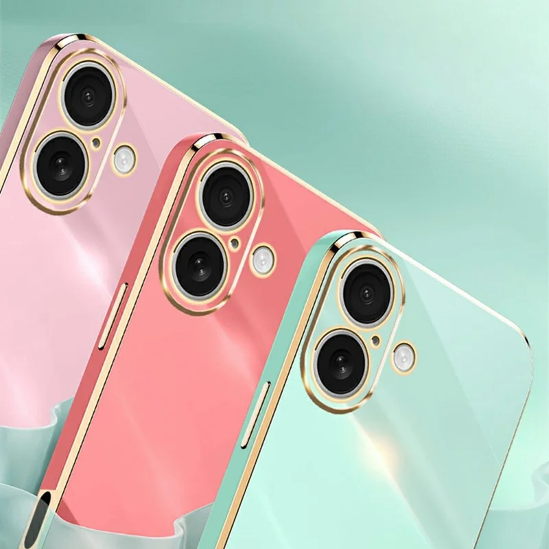 XINLI For iPhone 17 Case TPU Phone Cover with Electroplating Frame - Cyan