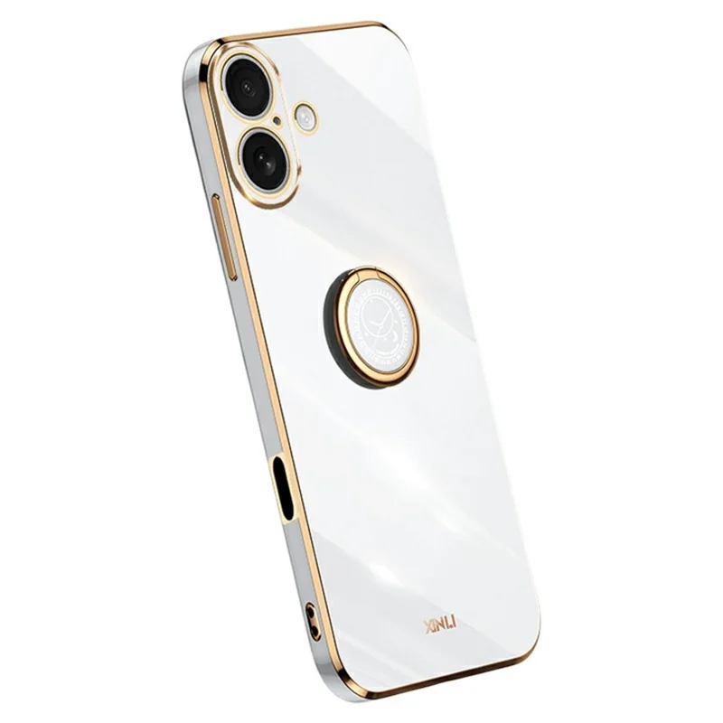 XINLI For iPhone 17 Case Ring Kickstand Electroplating TPU Phone Cover - White