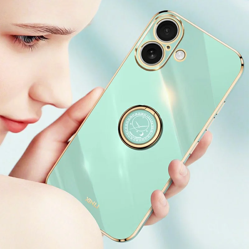 XINLI For iPhone 17 Case Ring Kickstand Electroplating TPU Phone Cover - White