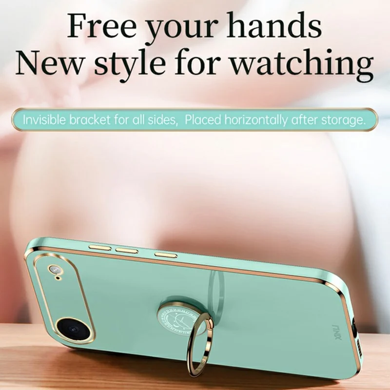 XINLI For iPhone Air Case Ring Kickstand Electroplating TPU Phone Cover - Cyan