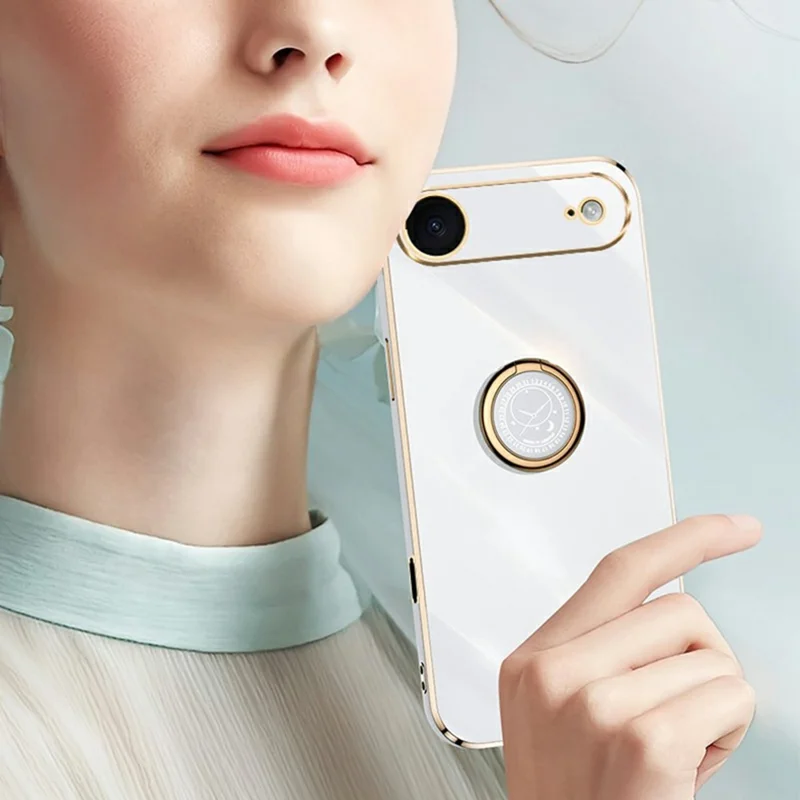 XINLI For iPhone Air Case Ring Kickstand Electroplating TPU Phone Cover - Cyan