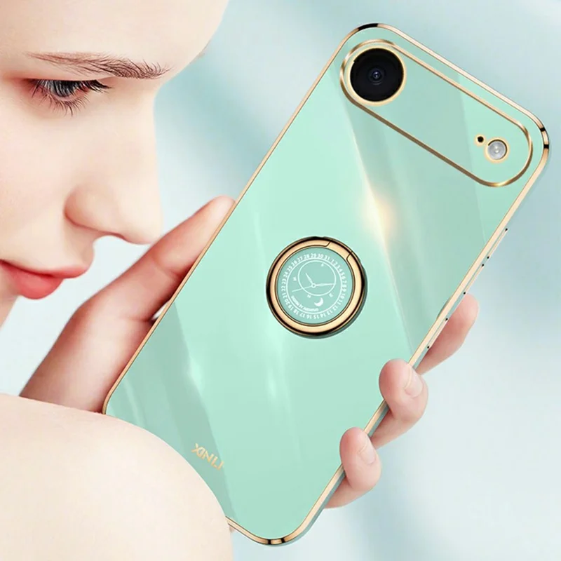 XINLI For iPhone Air Case Ring Kickstand Electroplating TPU Phone Cover - Cyan