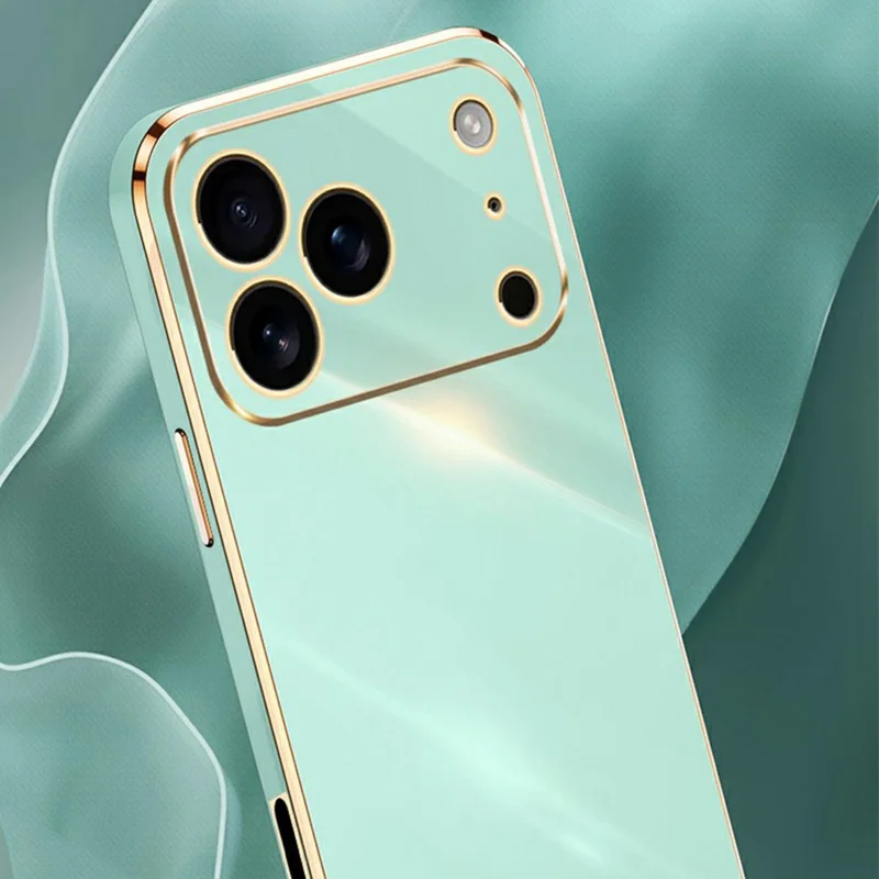 XINLI For iPhone 17 Pro Case TPU Phone Cover with Electroplating Frame - Cyan