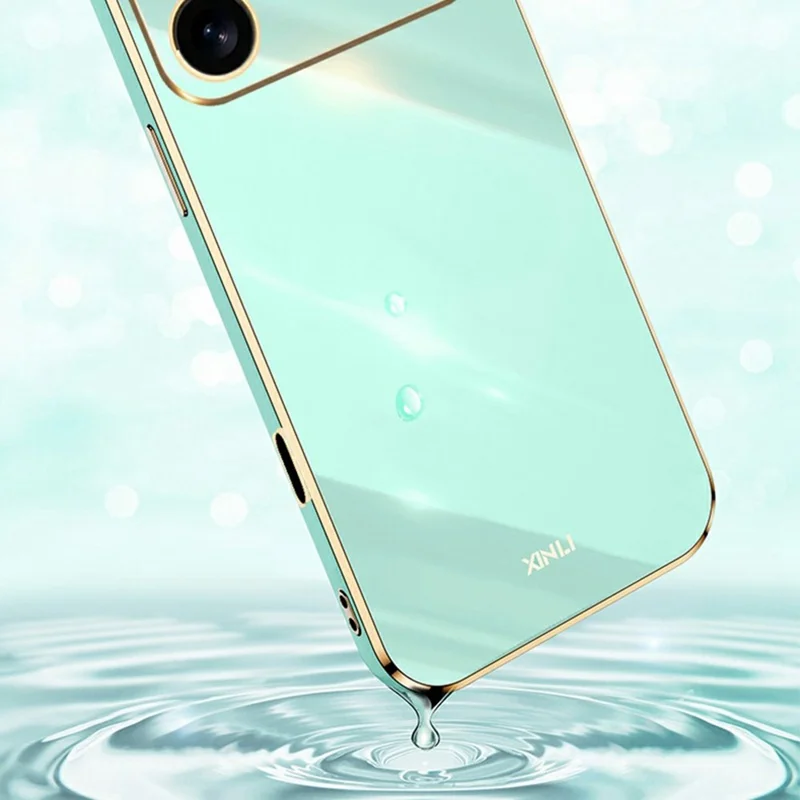 XINLI For iPhone 17 Pro Case TPU Phone Cover with Electroplating Frame - Cyan