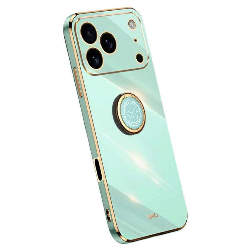 XINLI voor iPhone 17 Pro hoesje Ring kickstand electroplating TPU telefoonhoes - Cyaan