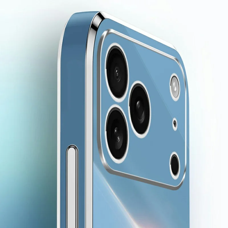 XINLI For iPhone 17 Pro Max Case TPU Phone Cover with Electroplating Frame - Cyan