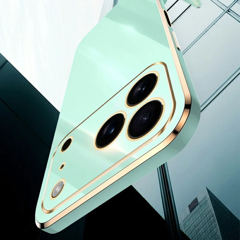 XINLI For iPhone 17 Pro Max Case TPU Phone Cover with Electroplating Frame - Cyan